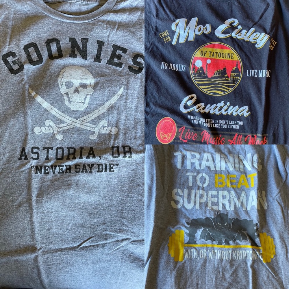 Three Tshirts- Goonies, Star Wars, Batman 3XL